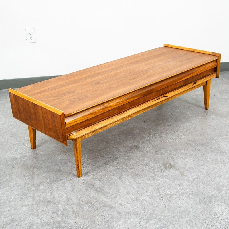 Mid Century Modern Coffee Table Lane First Edition Storage Drawer Danish Wide NM