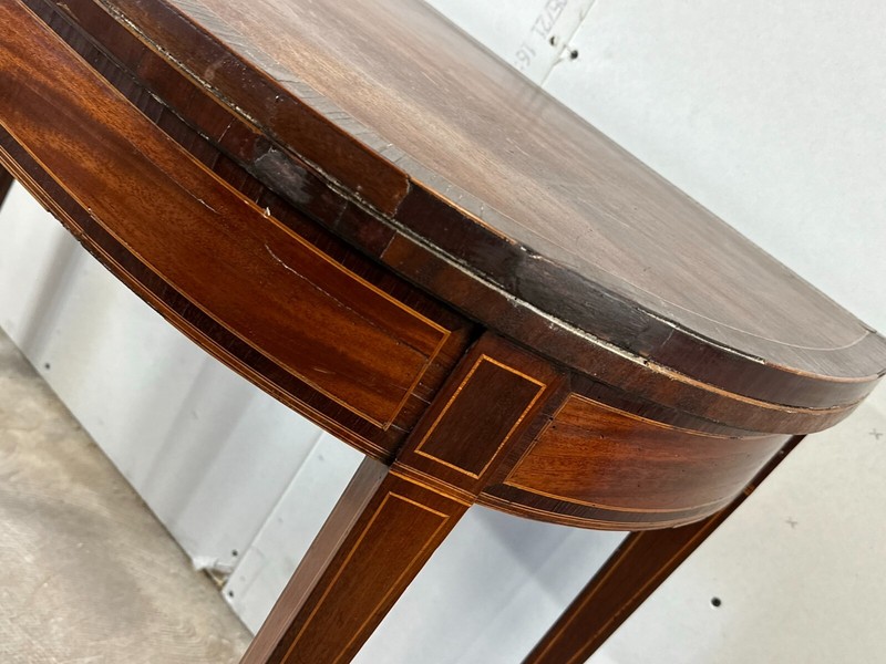 antique federal mahogany line inlaid demi lune card game table console project gallery