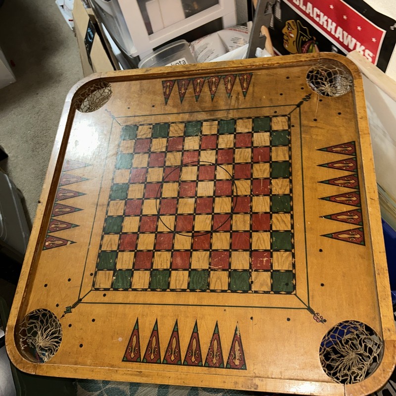 Vintage Carrom Gaming Table, Double sided, Pockets Are In Great Condition 29x29 gallery