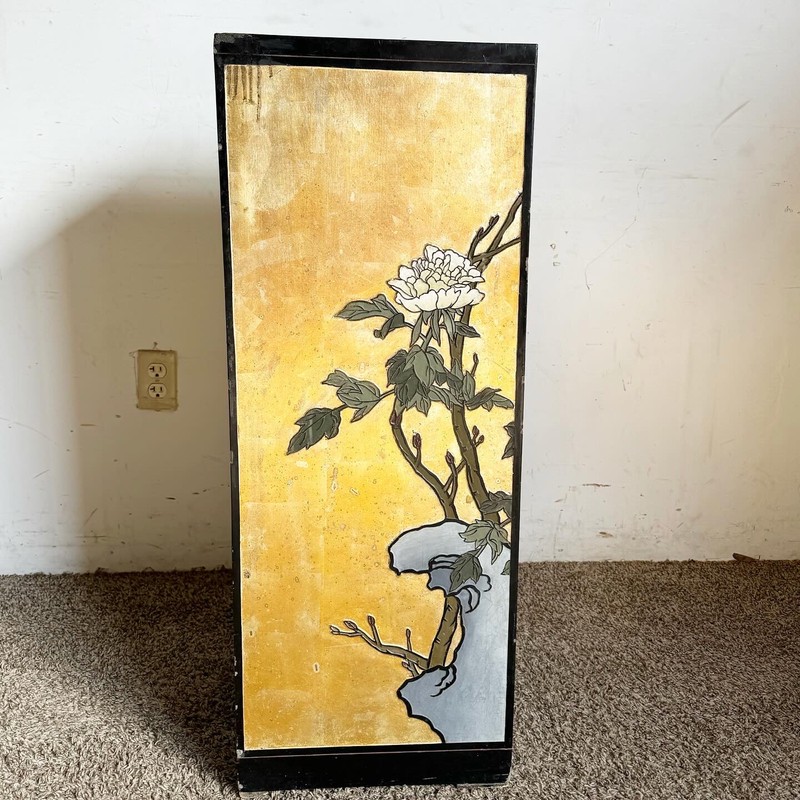 Chinese Black and Gold Hand Painted and Carved Pedestal gallery