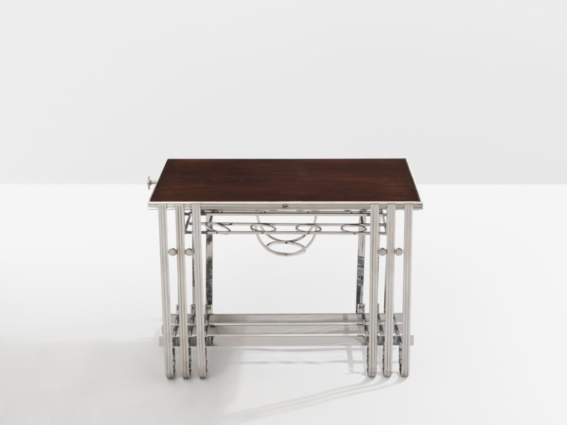 French modernist walnut boat bar table nickel-plated 1930s gallery