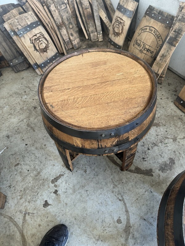 Whiskey Barrel Head Side Table “Free Shipping” gallery