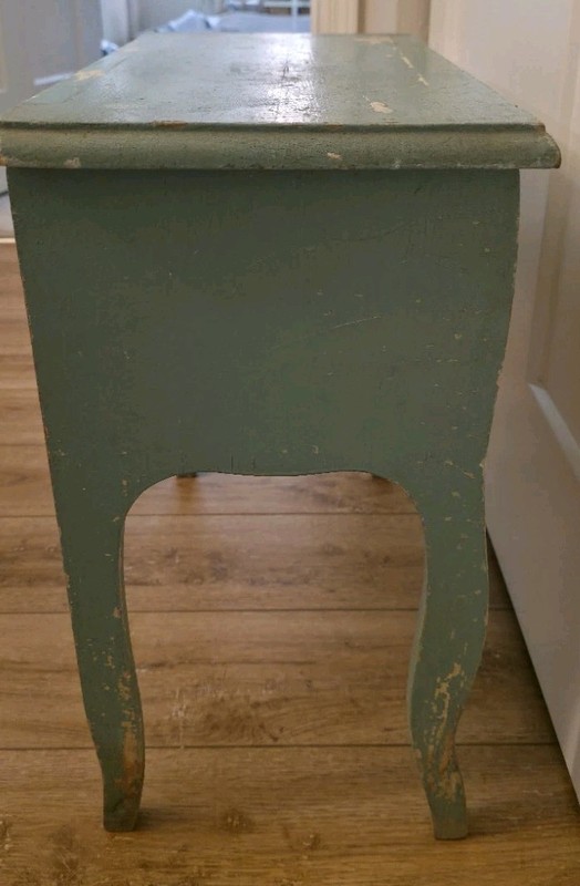 Vintage Farmhouse Cottage Painted Wood Shabby Chic Accent Table 19"x20"x10" Blue gallery