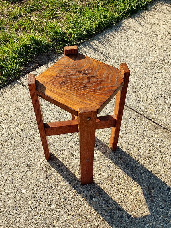 Vintage Solid Oak Mission Plant Stand 18"× 12"× 9" gallery