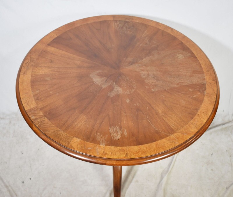 Baker Mahogany Banded Oval Three Column Base Occasional Table gallery