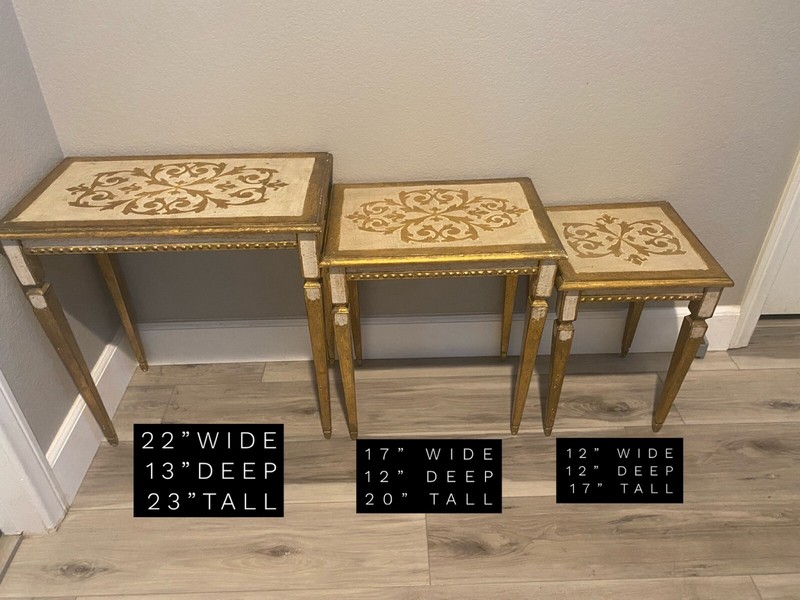 Florentia Vintage Nesting Tables Made In Italy | Hollywood Regency Set Of 3 gallery