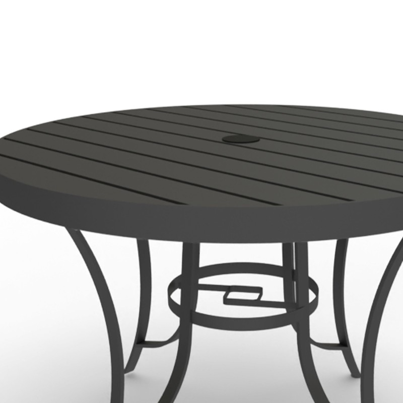 Four Seasons Courtyard Palermo Slat Top Dining Table with Umbrella Hole, Gray gallery