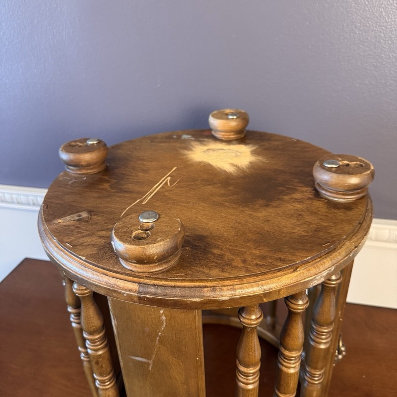 Vintage Wood Spindle Basket Plant Stand Lion Head Neoclassical Butler Umbrella gallery