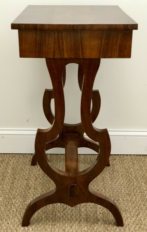Antique Early 19th c. Austrian Beidermeier Sewing / Work Table w/ Walnut Veneers gallery