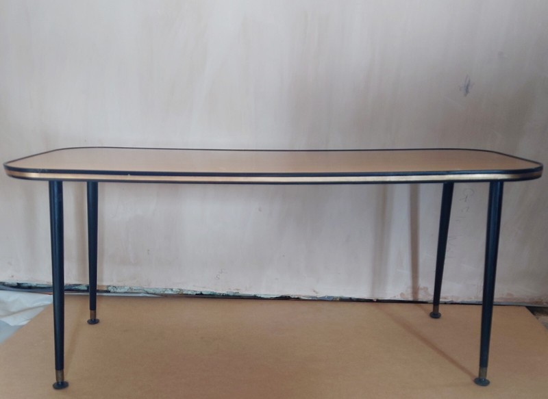 Mid Century Vintage Retro 1960s Coffee Table Side Formica Top + Dansette Legs gallery