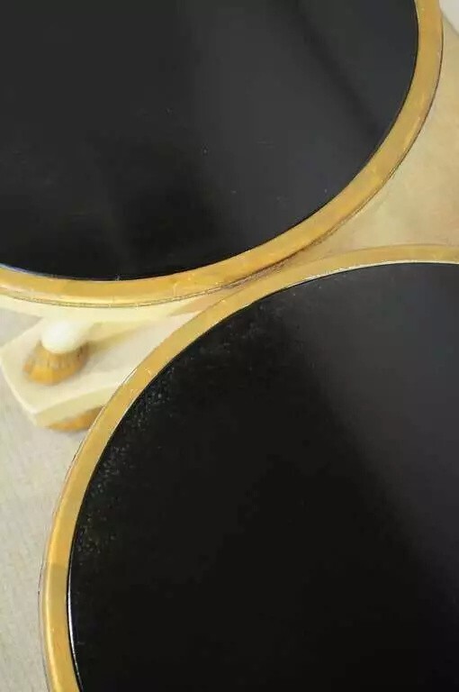 Italian Regency Maison Jansen Style Round Rams Hoof Foot Low Side Tables - Pair gallery