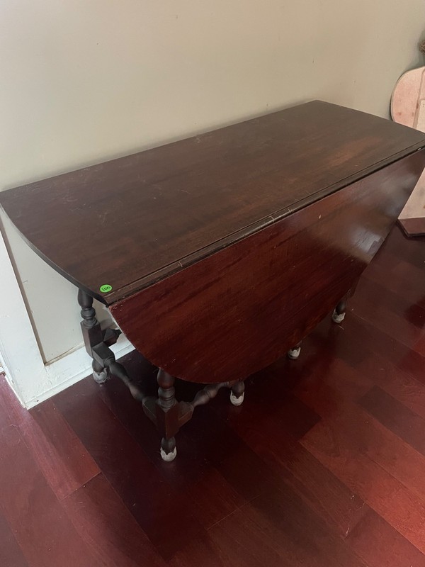 Antique English Drop Leaf Sofa Kitchen Table BARLEY TWIST Tiger Oak Gate Leg gallery