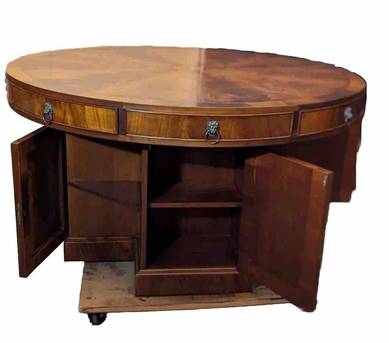 Large, professionally handcrafted Sheraton Crotch mahogany drum / Rent Table gallery