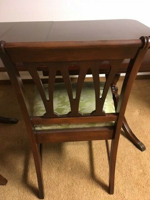 1950's  Antique Duncan Phyfe Dining Table & 4 Chairs; Cherry Wood; w/one Leaf gallery