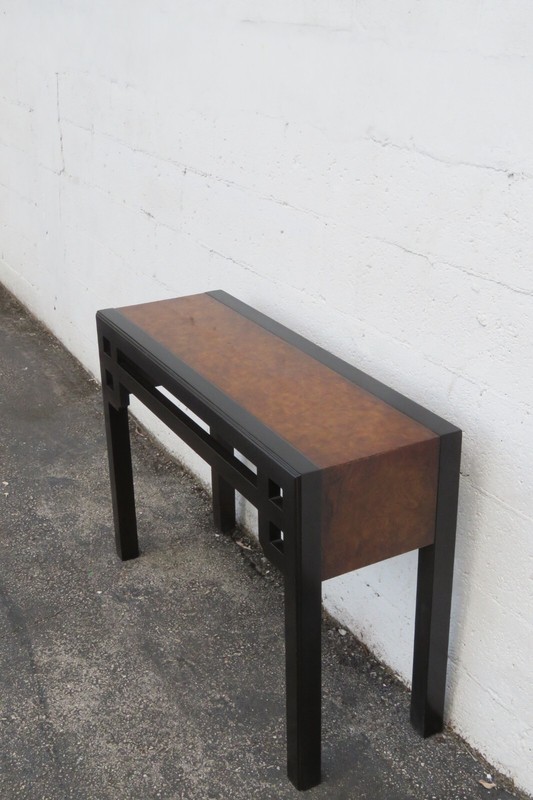 Hollywood Regency Two Tone Small Narrow Console Entry Table 5811 gallery