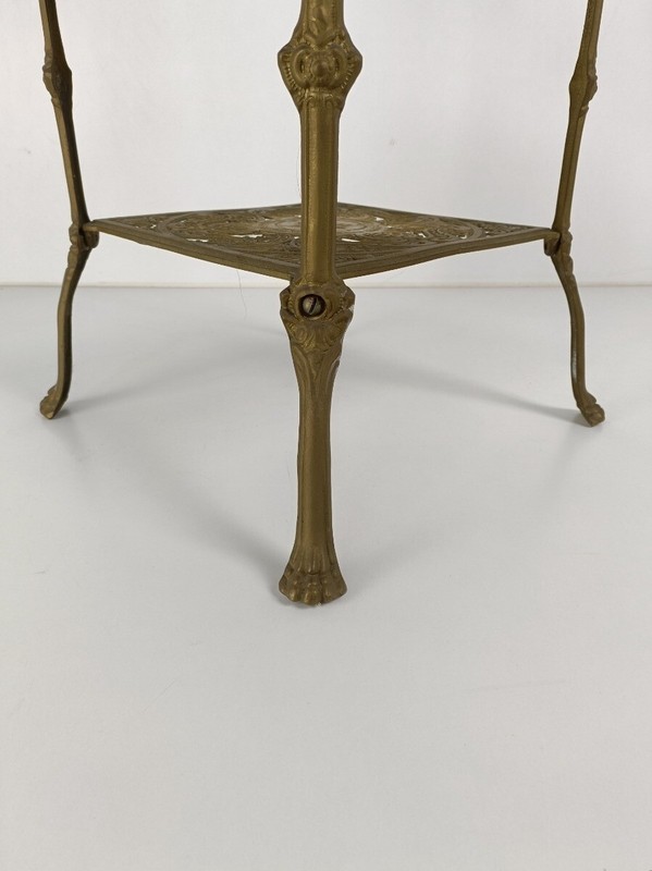 Ornate French Brass Pedestal Table Plant Stand 3 Tier Hollywood Regency Vintage gallery