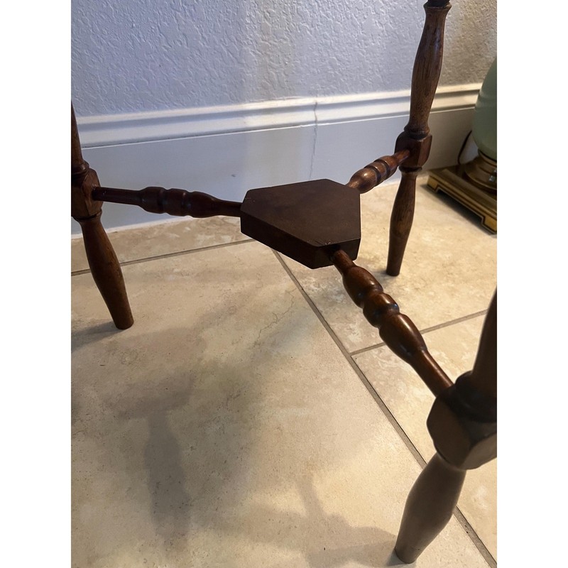 Antique Victorian Cloverleaf Drop Leaf Side Table Walnut Triangular 1800s gallery