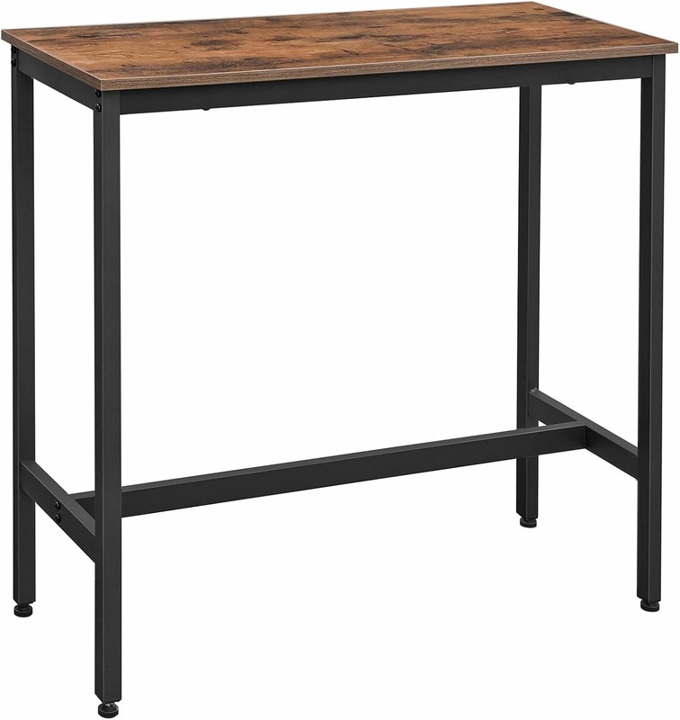 VASAGLE Bar Table, Narrow Long Kitchen 39.4"W, Rustic Brown + Ink Black