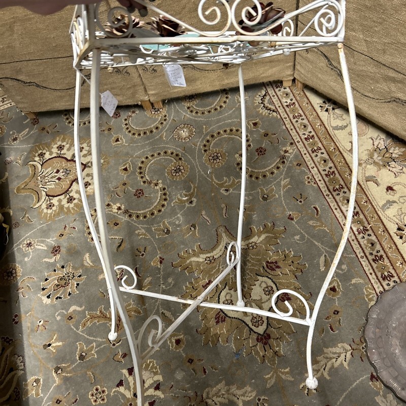 Vintage Mcm Wrought Side Table Plant Stand Metal Roses Toleware gallery