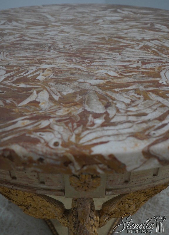 L72102: Vintage Louis XVI Marble Top Round Lamp Table w. Swans gallery