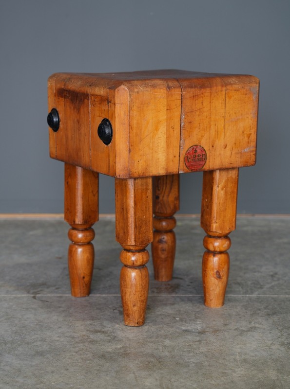 Antique Butcher Block Table Farmhouse Kitchen Island Stand Maple Vintage gallery