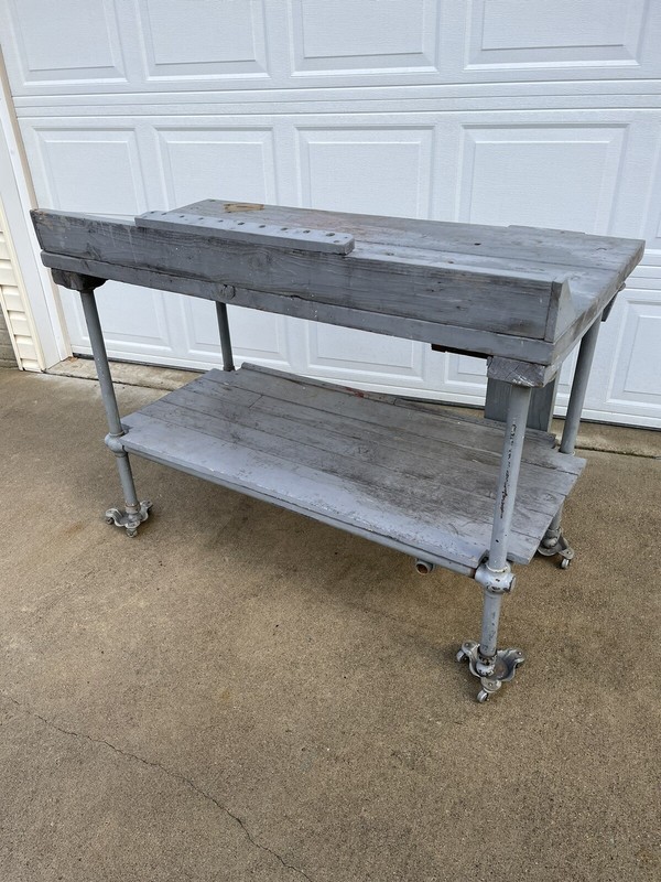 Antique Workbench Industrial Kitchen Island Bar Counter Desk Country Home Table gallery