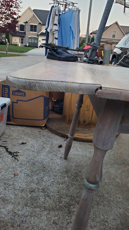 1930s Antique Drop Leaf Kitchen Table Solid Wood Gray Washed 36" x 36" gallery