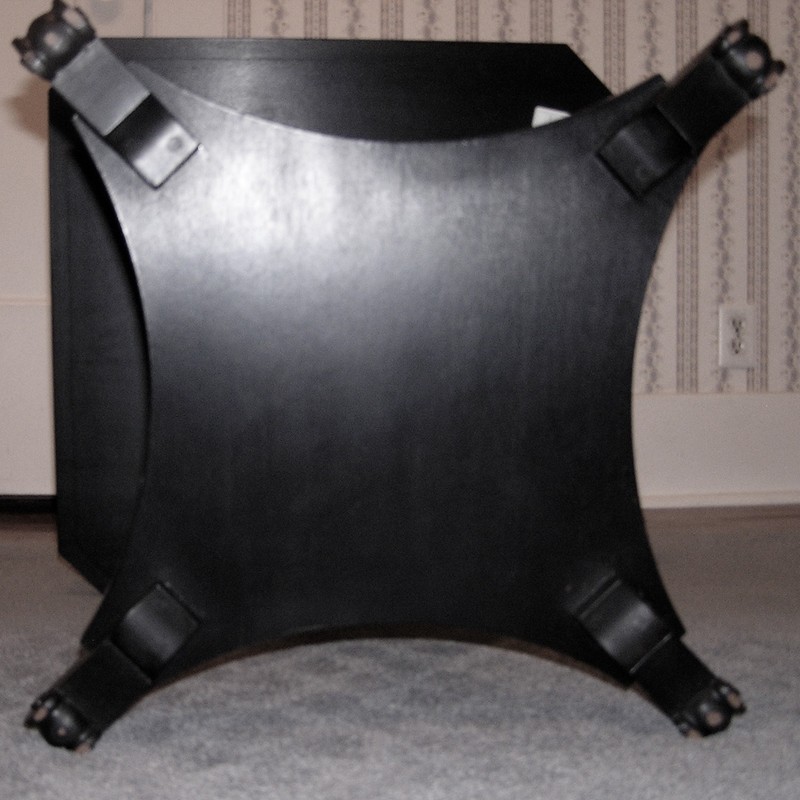Vintage Pair Two 2 Ebonized Walnut Strong End Tables Black Gold Trim 50s 1950s gallery