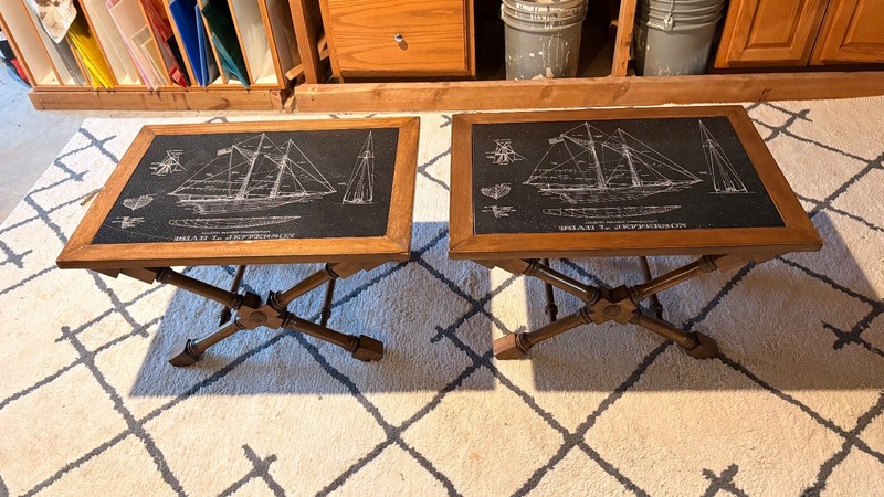 Vintage etched slate coffee table