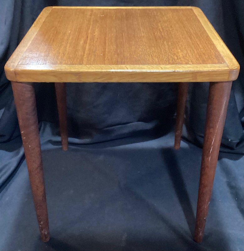 Small 15 1/2” Tall Vintage Mid Century Danish Modern Side End Table Plant Stand gallery