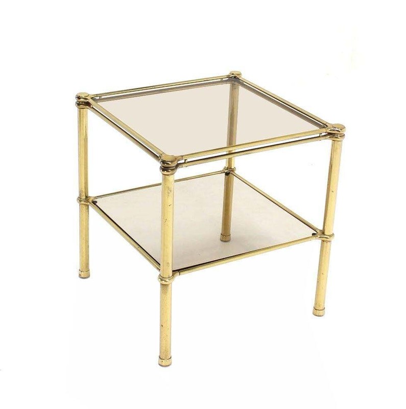Unusual Brass Square Two-Tier Side or End Table gallery