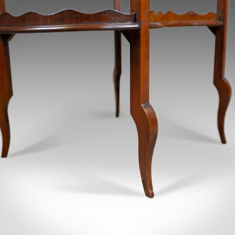 Antique Tea Table, English, Edwardian, Two Tier, Gallery, Side, Circa 1910 gallery