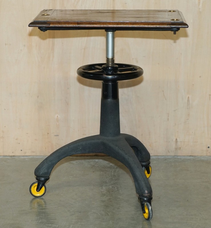 VINTAGE HAMBLIN LONDON LTD HEIGHT ADJUSTABLE OPTICIANS TABLE ON WHEELS gallery