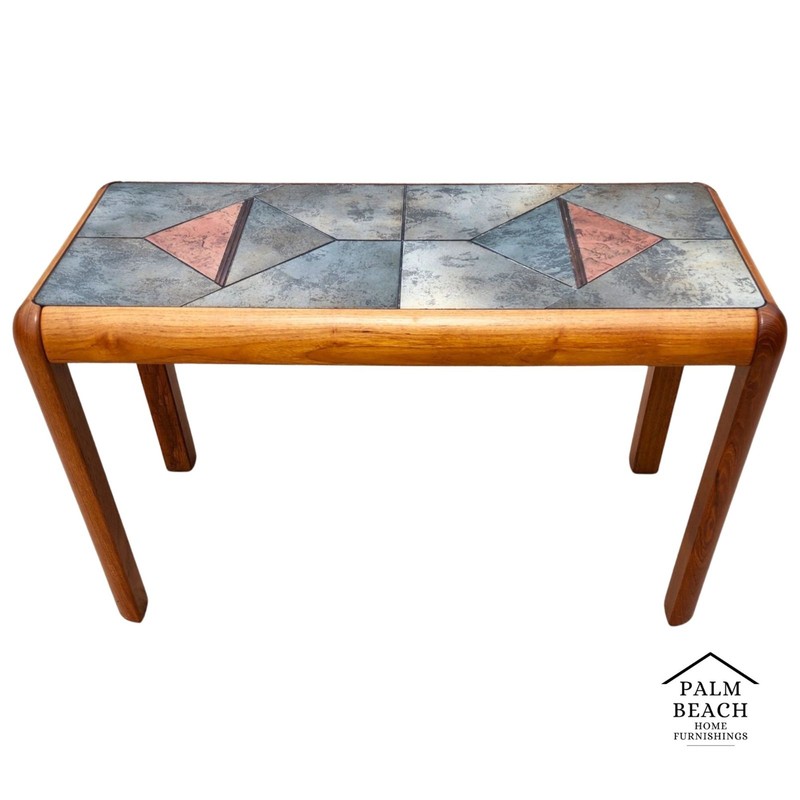 MCM Gangsø Møbler Slate Tile & Teak Console Table 1970s Danish Modern