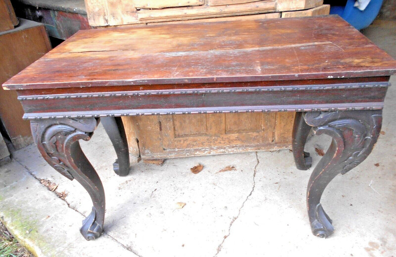 ANTIQUE VICTORIAN ROSEWOOD AND MAHOGANY LIBRARY DESK TABLE