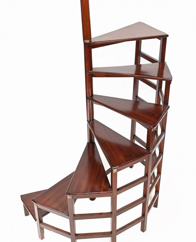 Regency Library Ladder English Mahogany Book Study Furniture gallery