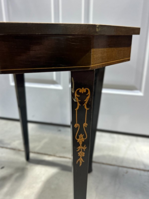 Antique Milanese Inlaid Music Box Round Side Table gallery