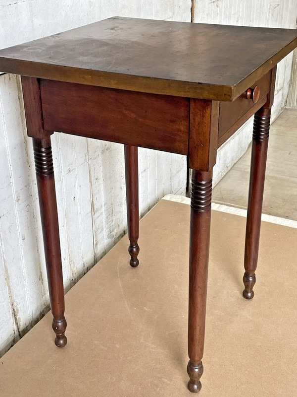 Antique Cherry one Drawer Table Nightstand lamp stand turned legs gallery