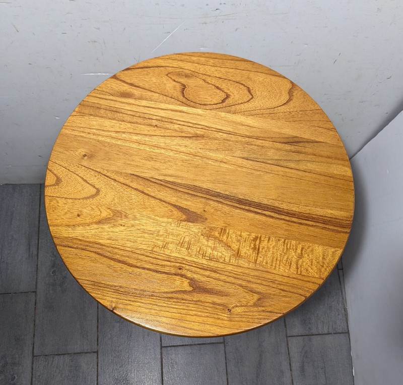 Vintage Powell Rustic Farmhouse Country Wood Round Pedestal Table Plant Stand gallery