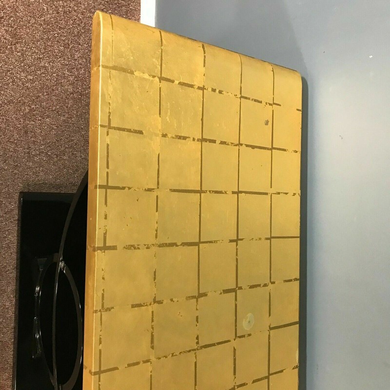 Jay Spectre Post Modern Lacquer and Gold Leaf Eclipse Console gallery