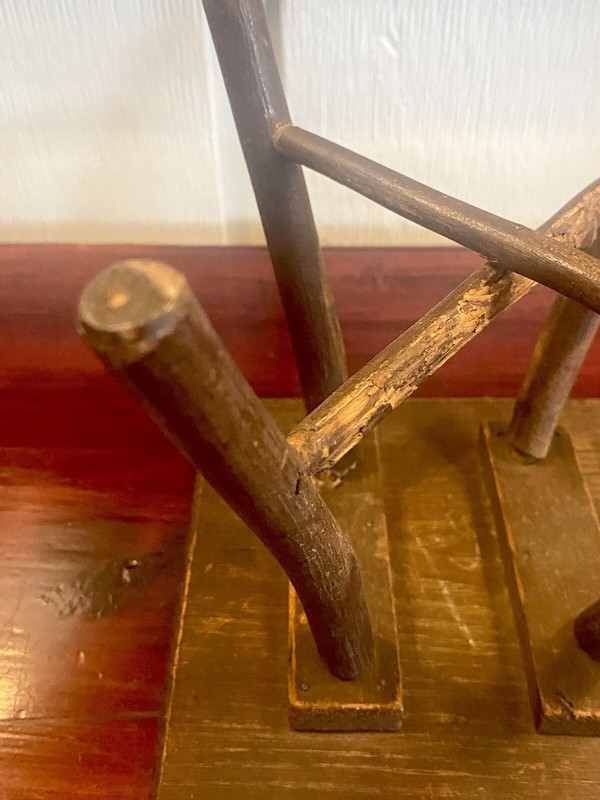 Antique Adirondack Miniature Wood Table 6” Square X 6” Tall gallery