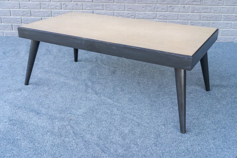 Mid Century Modern Long Board Black & Blonde Formica Coffee Bench Table – 42×21