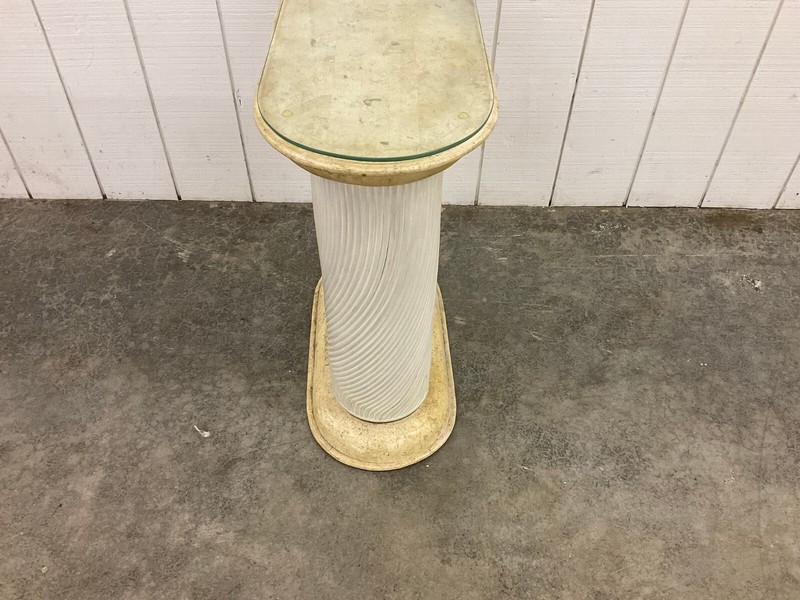 Tessellated Fossil Stone, Split Pencil Reed Side Table Maitland Smith Style gallery