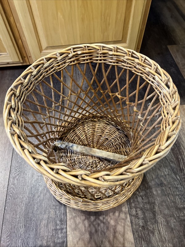 Vtg end table Plant Stand Ottoman Stool Cane Rattan Wicker Boho Mid Century side gallery