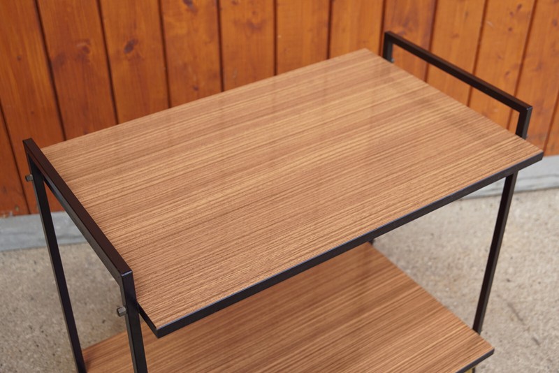 Serving Cart Tea Cart Walnut 60s Table Side Table Mid Century Bar 50s gallery