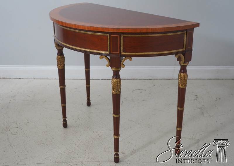 L72012: KINDEL Louis XVI Style Mahogany Demilune Console Table 2 of 2 gallery