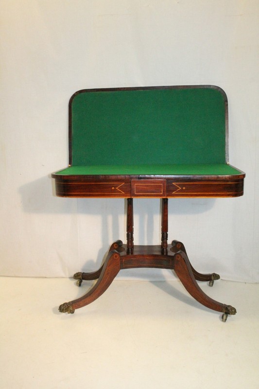 Antique 19th century Regency Satinwood & Rosewood Game Table very rare piece !!