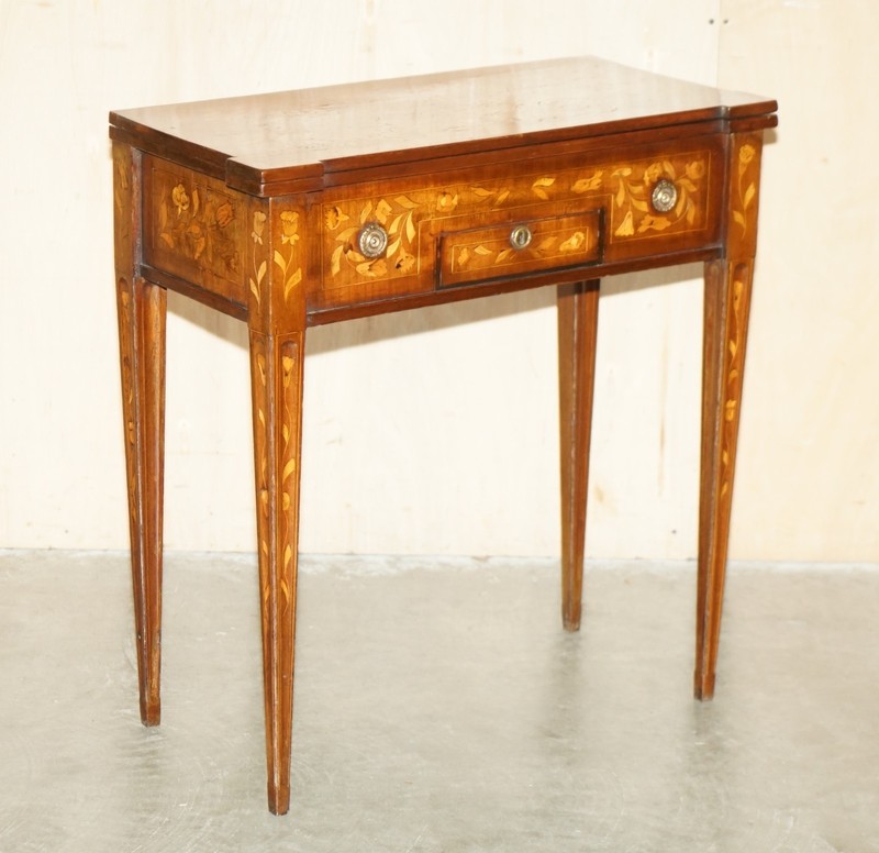 FULLY RESTORED CIRCA 1800 DUTCH MARQUETRY INLAID CHESS POKER GAMES CARDS TABLE gallery