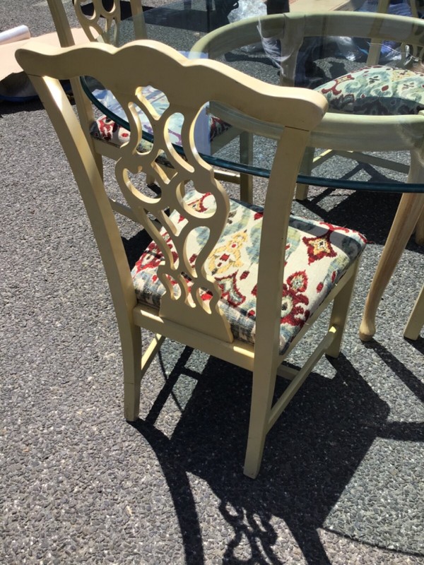 60” Dining Set - 5 Pieces Floral Pattern Chairs, Beautiful Vintage Set gallery