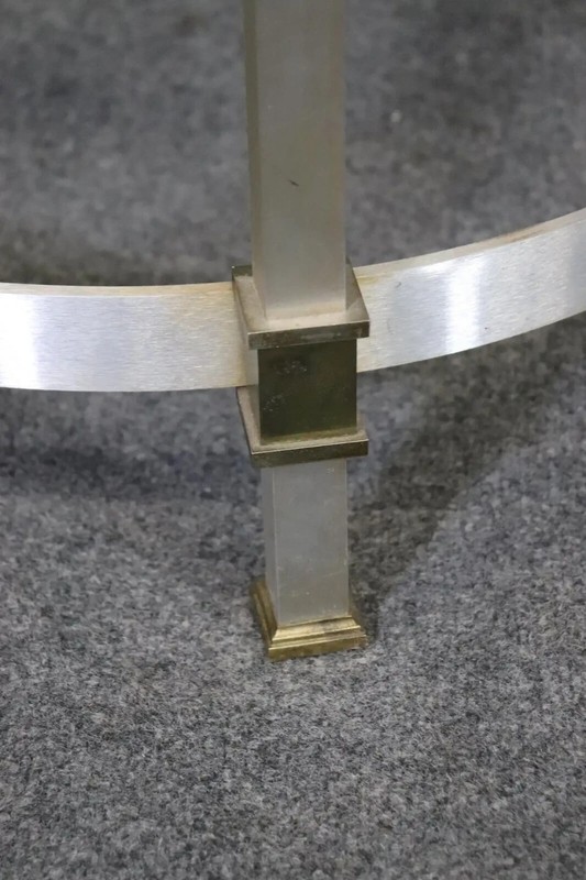 Brass and Steel Glass Top Maison Jansen Style Directoire End Table, circa 1960 gallery
